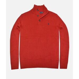 LPOLO RALPH LAUREN MENS CLASSIC 3 BUTTON COTTON SWEATER - RED L